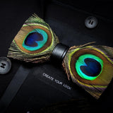 Handmade Mens Leather and Feather Bow Tie