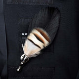 Handmade Mens Leather and Feather Bow Tie
