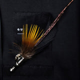 Handmade Mens Leather and Feather Bow Tie