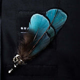 Handmade Mens Leather and Feather Bow Tie