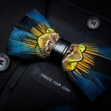 Handmade Mens Leather and Feather Bow Tie
