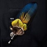 Handmade Mens Leather and Feather Bow Tie