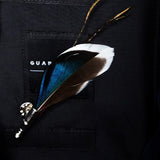 Handmade Mens Leather and Feather Bow Tie