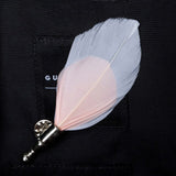 Handmade Mens Leather and Feather Bow Tie