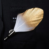 Handmade Mens Leather and Feather Bow Tie