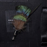 Handmade Mens Leather and Feather Bow Tie