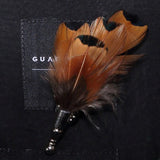 Handmade Mens Leather and Feather Bow Tie