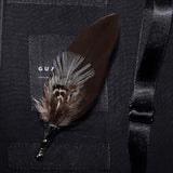 Handmade Mens Leather and Feather Bow Tie