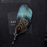 Handmade Mens Leather and Feather Bow Tie