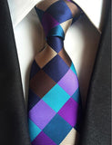Classic Silk Men Tie Plaid Neck Ties 8cm Green Blue Ties