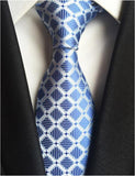 Classic Silk Men Tie Plaid Neck Ties 8cm Green Blue Ties