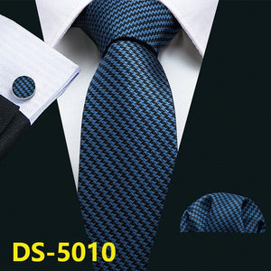 Men Tie Gold Navy Striped 100% Silk Tie