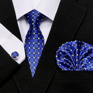 Mens Tie Skinny Blue palid 100% Silk Classic Jacquard